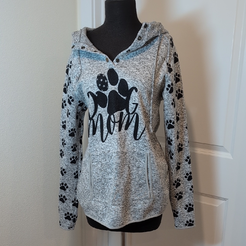 Gray Dog Mom Paw Print Women's Hoody